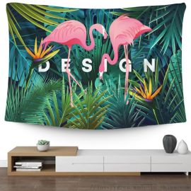 定制房間裝飾掛毯 義烏市典晟家居用品廠的數碼印花熱帶植物壁毯與五金工具